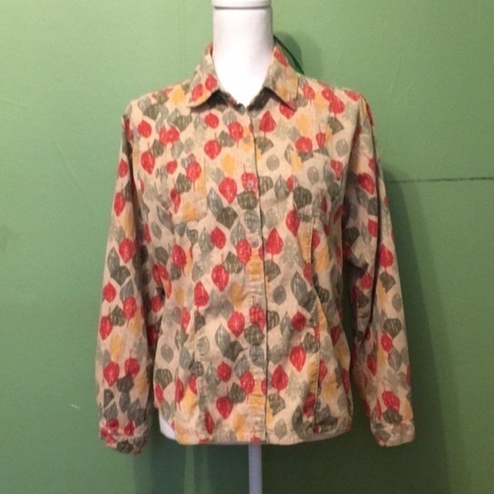 WOOLRICH button down with leaf design 100%‎ cotton